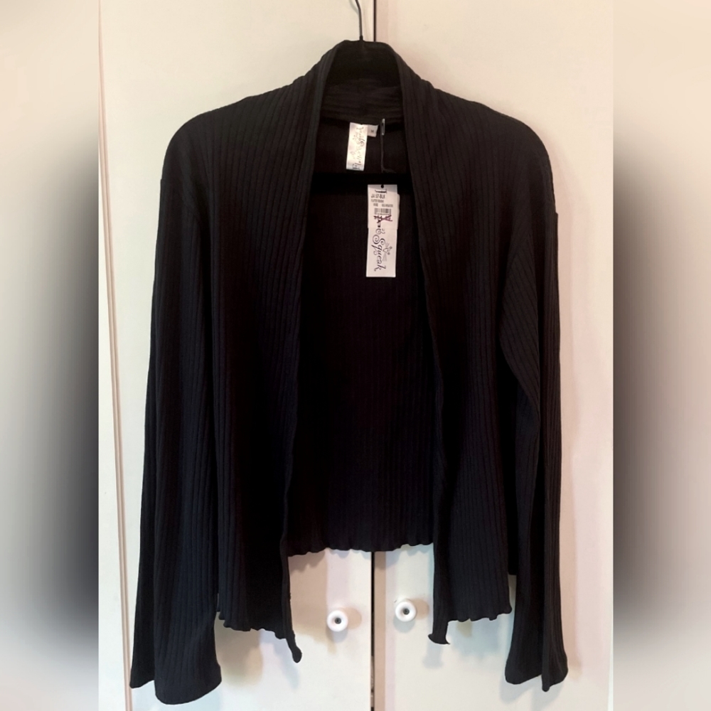 NWT Flutter & Squeak black open cardigan